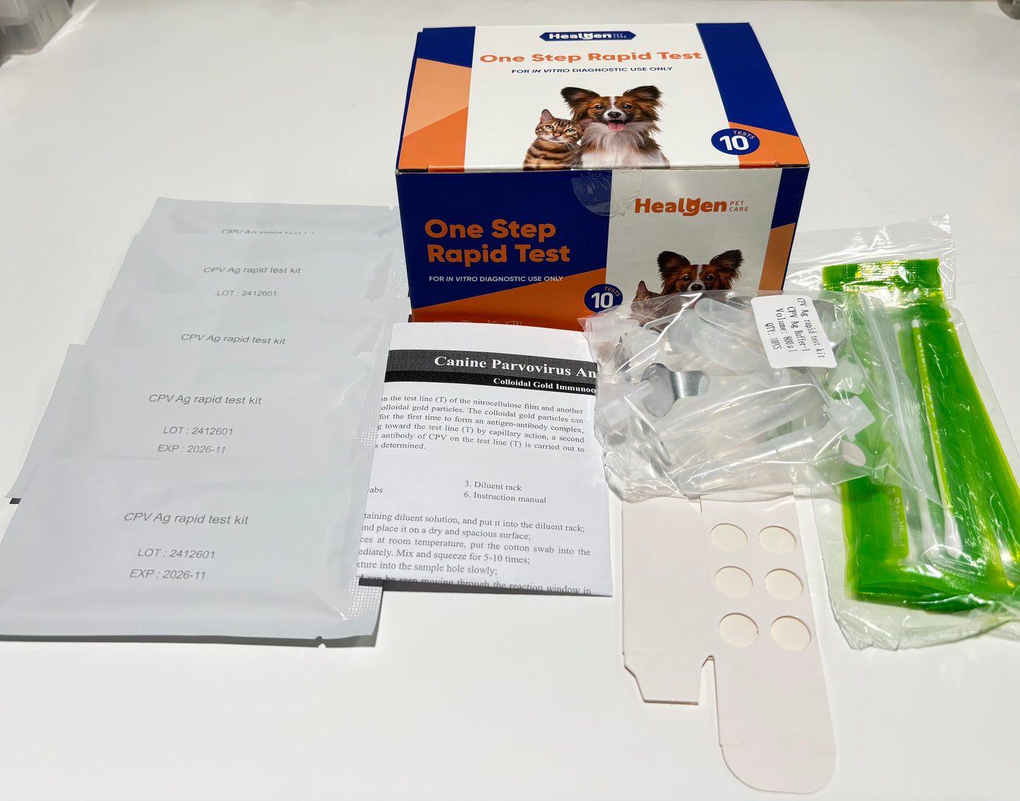 XSure - Kit per test rapido dell'antigene del parvovirus per cani, 10 test