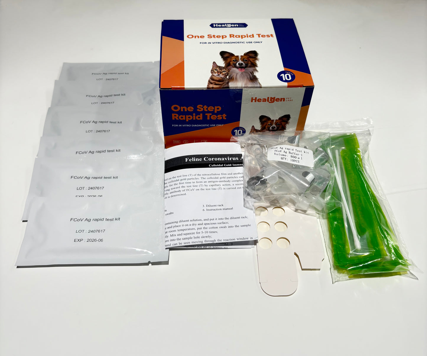 XSure - Kit per test rapido dell'antigene del coronavirus felino, 10 test